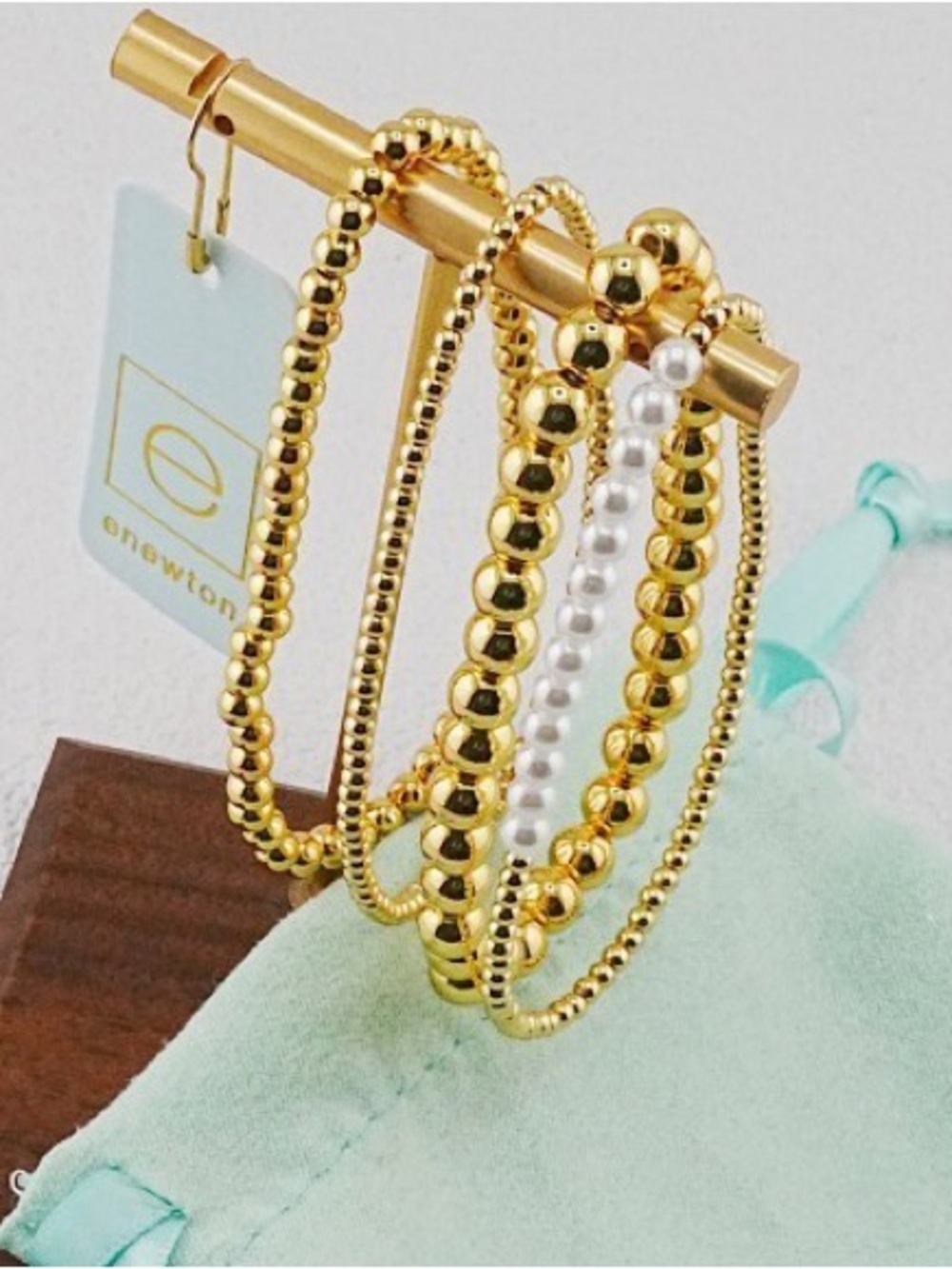 Enewton 4pcs Gold Beaded Bracelet Set